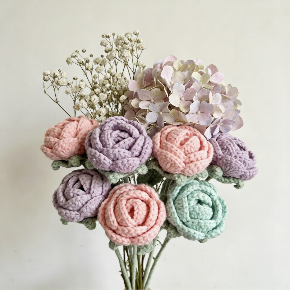 Handmade crochet flower bouquets