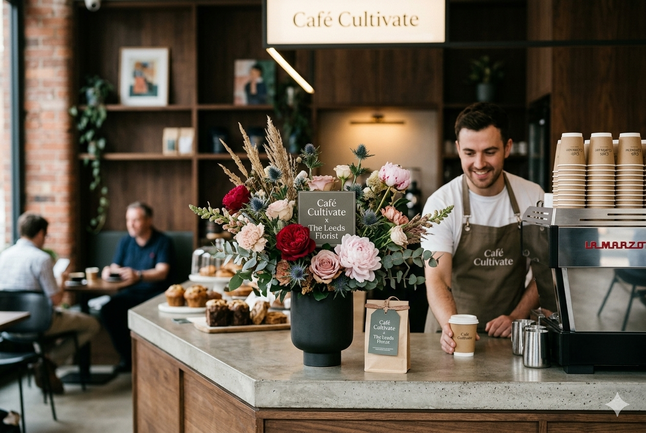 Collaborative floral arrangement for a partnership event