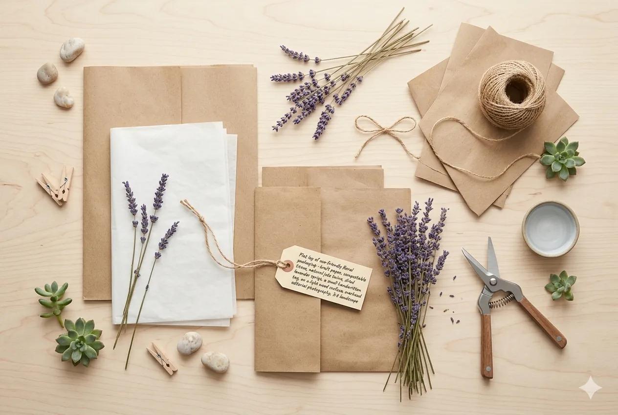 Kraft paper wrapping finished with natural twine