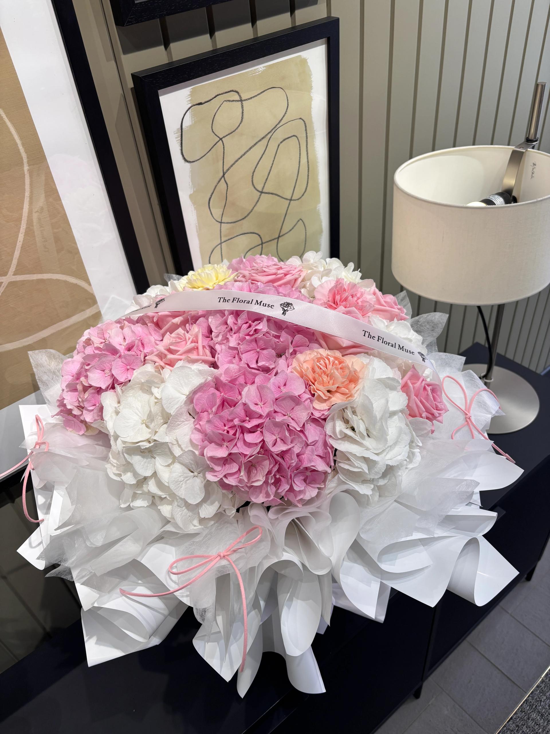 Pink and White Hydrangea Bouquet
