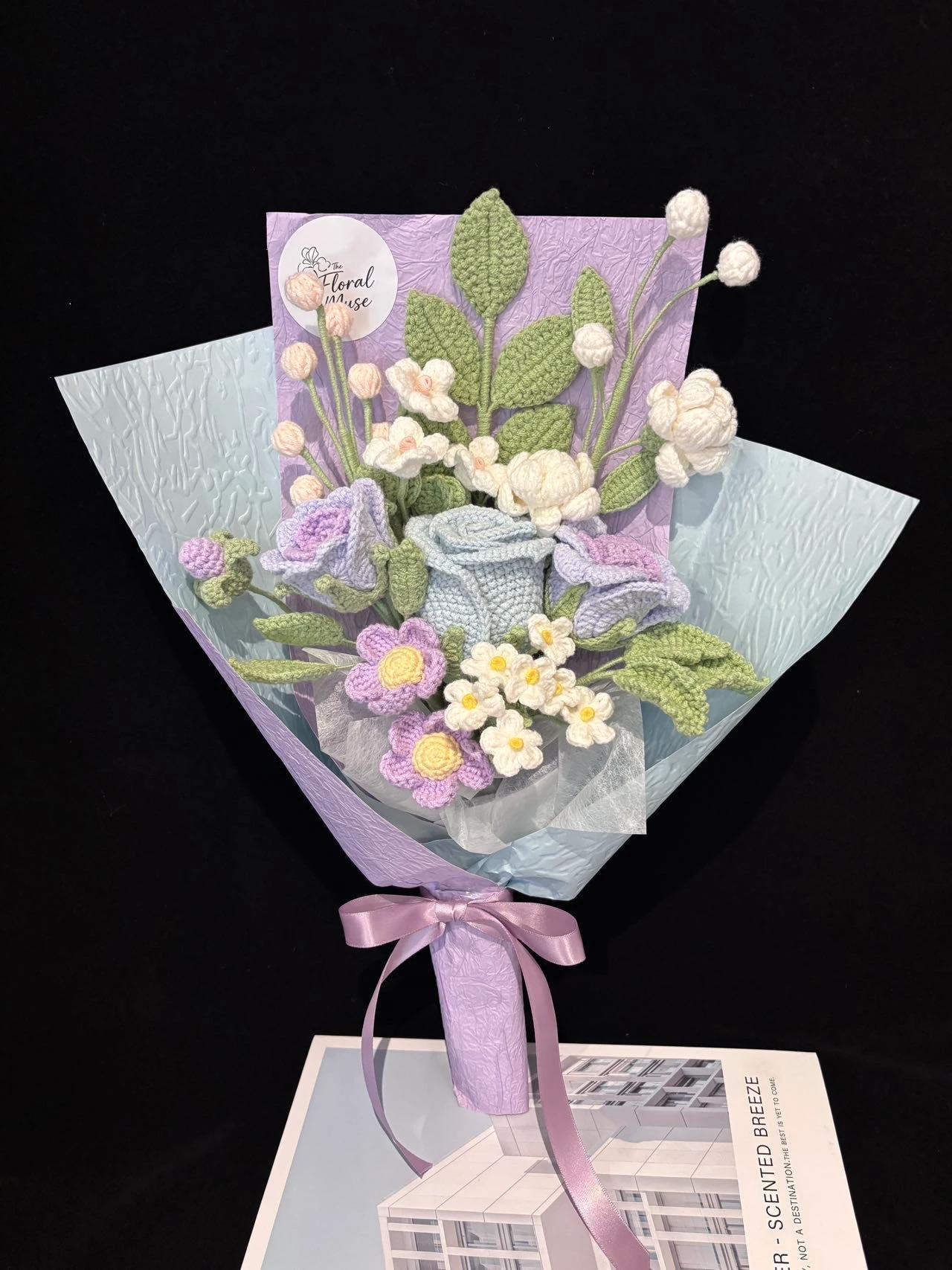 Lilac Morning Glory — crochet arrangement by The Floral Muse, Leeds