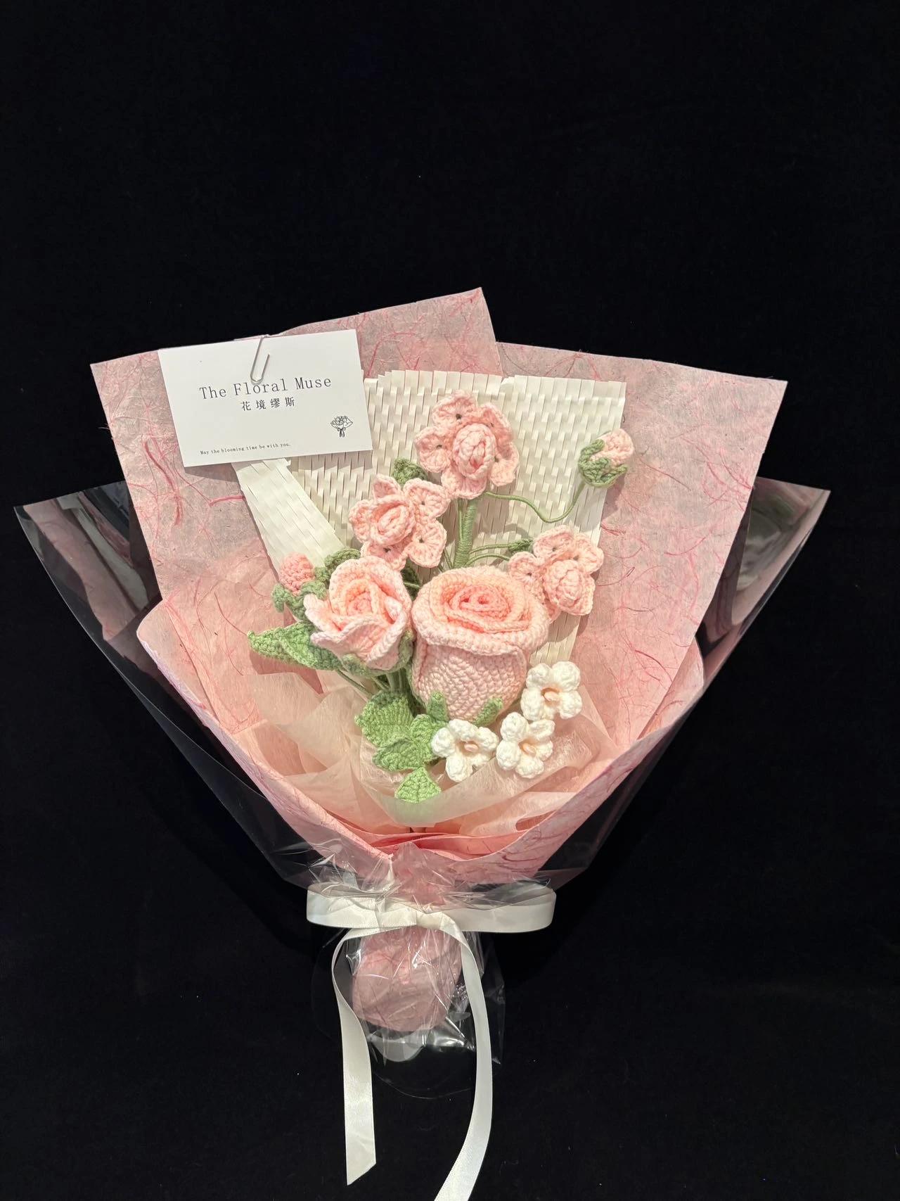 Petite Pink Parcel — crochet arrangement by The Floral Muse, Leeds