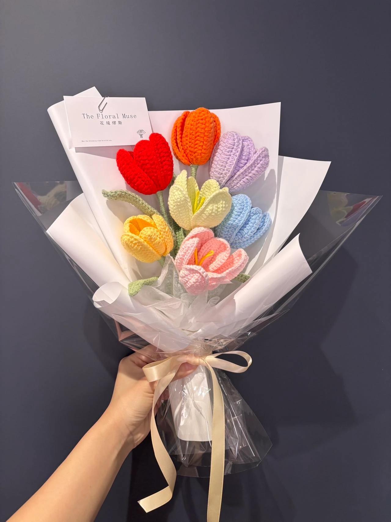 Tulip Gathering — crochet arrangement by The Floral Muse, Leeds