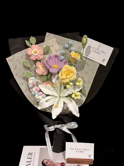 Hand-crocheted flower arrangement by The Floral Muse, Leeds florist